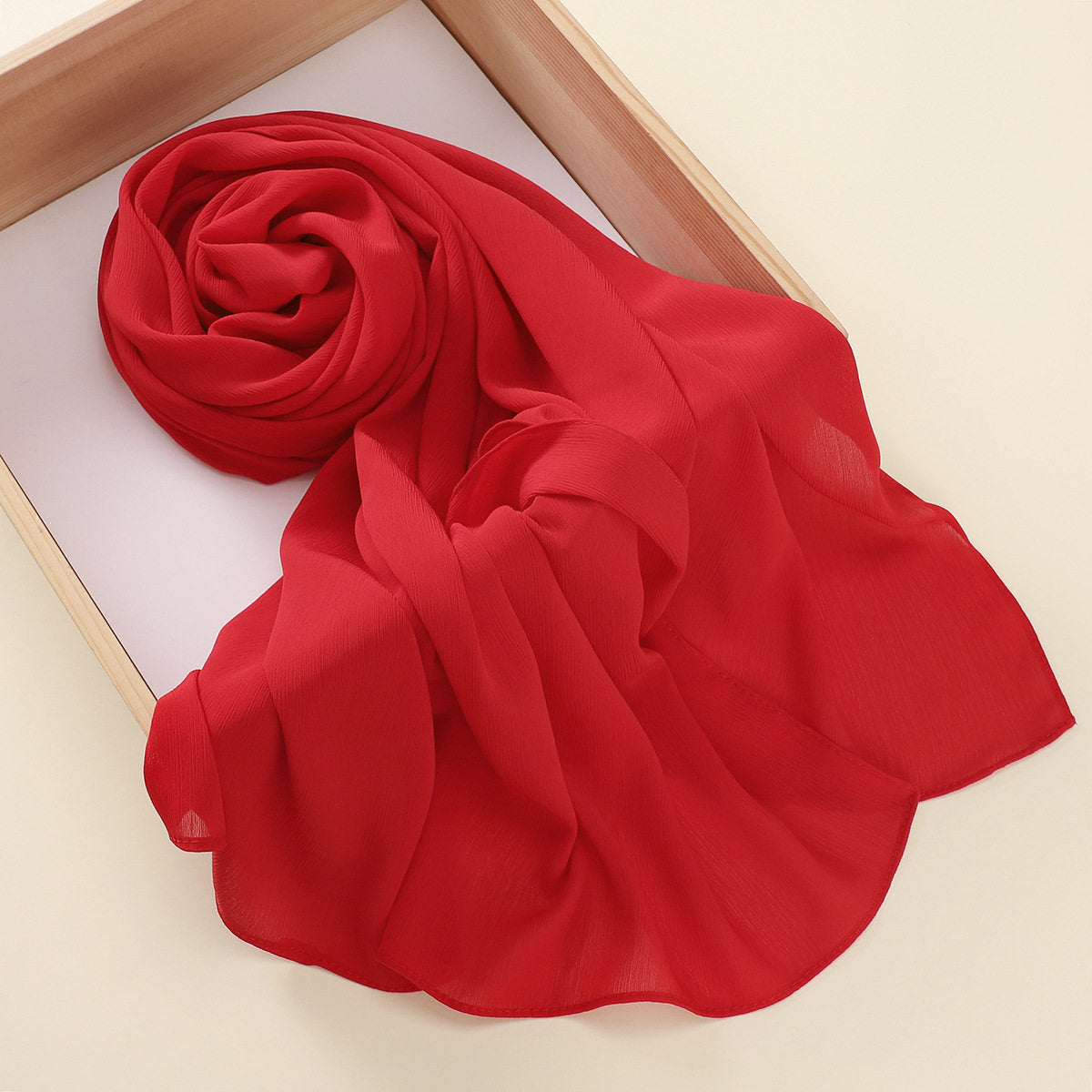 Gorgeous red color breathable imported chiffon scarf