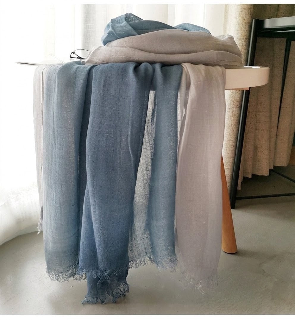 Classy Light Blue Gradient Color Soft Cotton Hijab / Orna