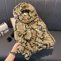 Elegant Golden Beige Mixed Printed Imported Summer Friendly Hijab /Orna