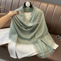 Classy Light Green New Japanese Lace Travel Sunscreen Literary Retro Women's Summer Friendly All-match Solid Color Long Cotton Lace Hijab / Orna