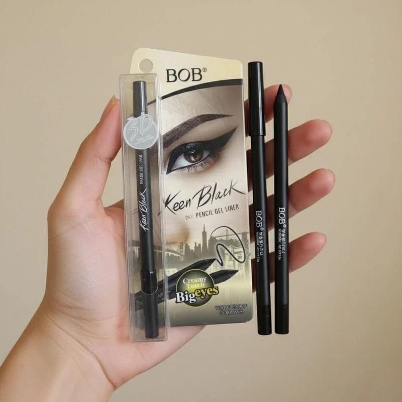BOB Keen Black 24H Waterproof Pencil Gel Eyeliner/Kajal