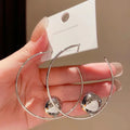 Silver Color Metal Big Circle Hoop Earrings For Women Exaggerated  Color C-Shaped Round
