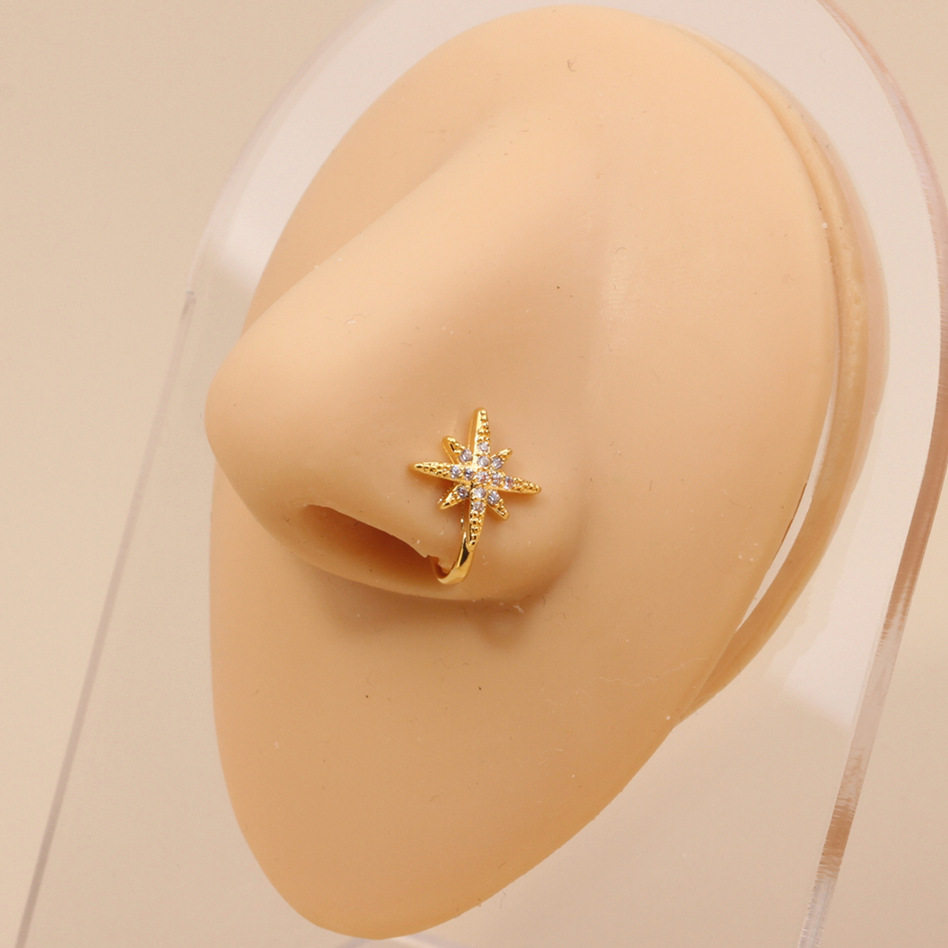 Fashionable Six-pointed Star U-shaped Non Piercing Copper Plated Imported Nose Ring / Nose Pin