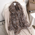 Beautiful khaki Color Leaf Patterned  Soft Long Hijab