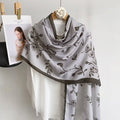 Classy Light Grey Color Imported Summer Friendly Printed Long Hijab / Orna