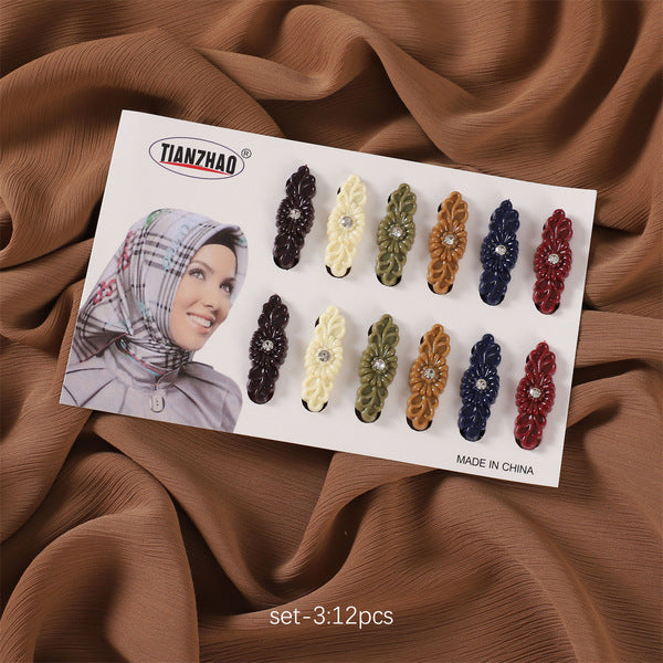 Foreign trade mixed color diamond flower heart wave hollow plastic imported safety pin cap needle scarf clip safety pin