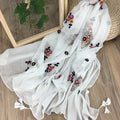 Sophisticated pure white color long tassel cotton hijab