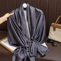 Classy Dark Grey Color Long Shiny Imported Satin Silk Hijab / Orna