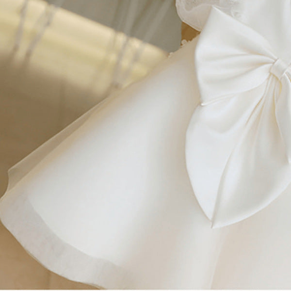 Imported Baby Girl's Pompous Dress White Lace Western Style Children's Birthday Banquet Princess Dress Wedding Flower Girl Dress