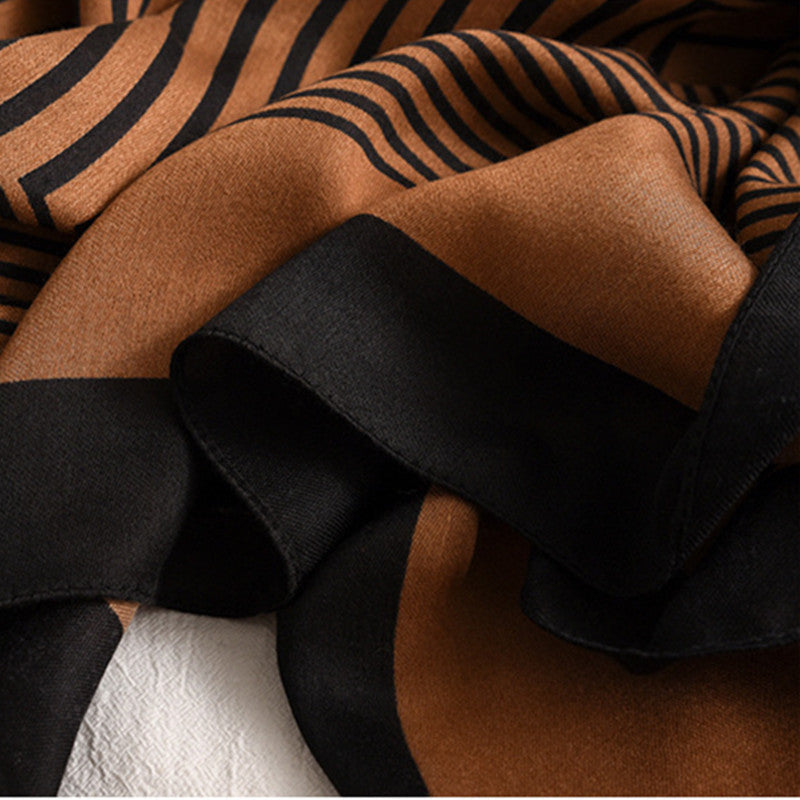 Classy brown striped line soft long viscose hijab / orna