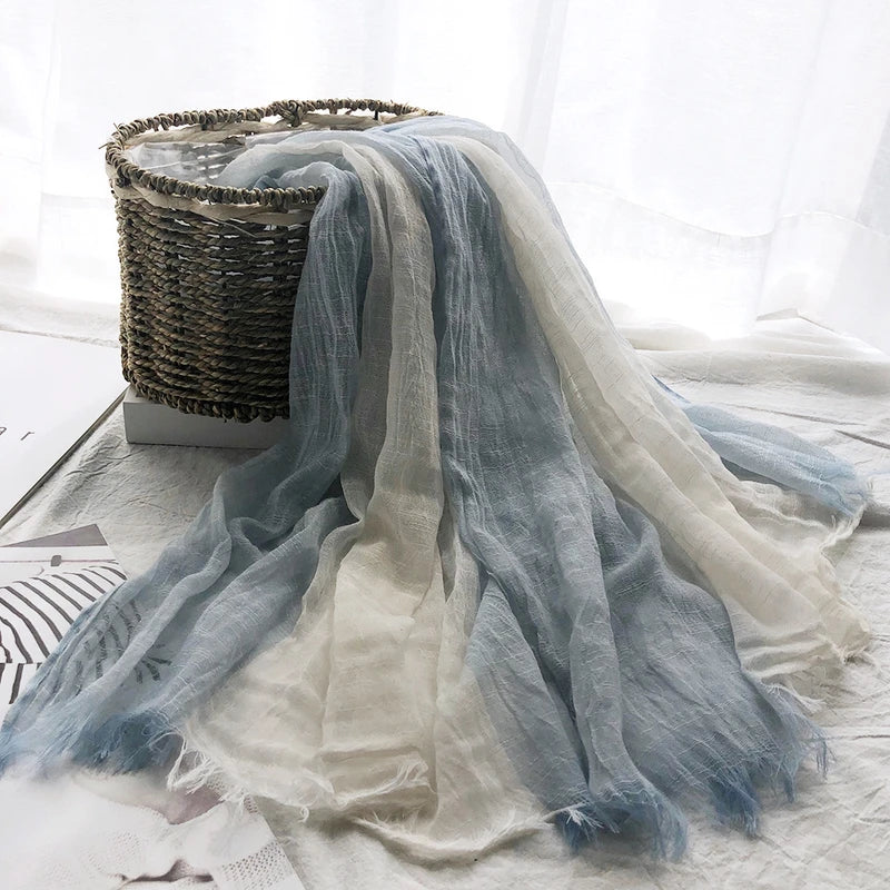 Light blue color long cotton hijab / orna