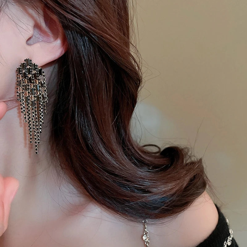 Beautiful black color crystal earrings