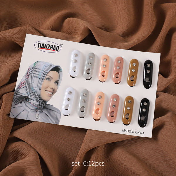 Foreign trade mixed color diamond flower heart wave hollow plastic imported safety pin cap needle scarf clip safety pin