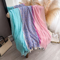 Pastel Floral Printed Long Soft Imported Summer Friendly Tassel Hijab / Orna