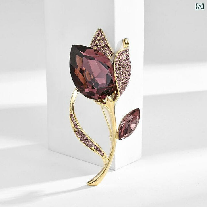 Elegant Maroon Flower Tulip Imported Brooch Pin