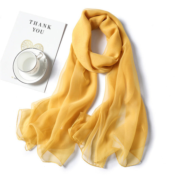 Stunning Yellow Color Transparent Solid Color Soft Long Silk Scarf / Orna