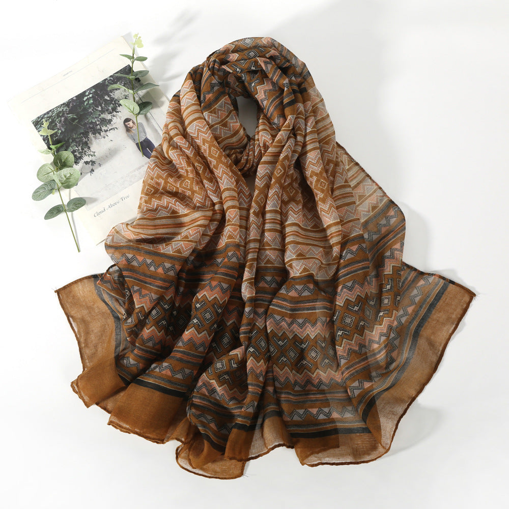 Beautiful Khaki Color Imported Classic Ethnic Style Super Soft Summer Friendly Long Hijab / Orna