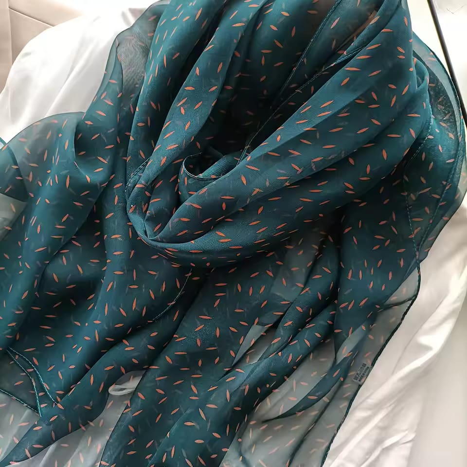 Greenish blue soft long georgette scarf / orna