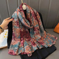 Classy Orange Blue Printed Soft Lightweight Long Hijab / Orna