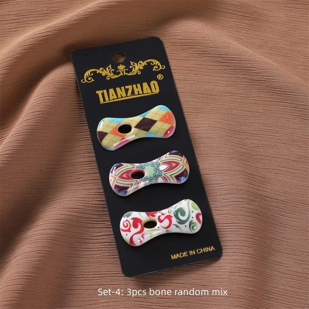 New Cover Needle Printing Oval Hollow Love Bow Imported Safety Pin Retail Fixed Scarf Needle Three Pack