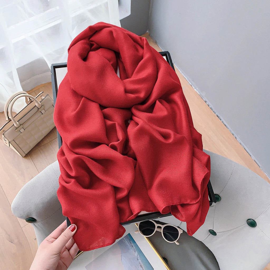 Stunning Dark Red Long Soft Summer Friendly Imported Hijab / Orna