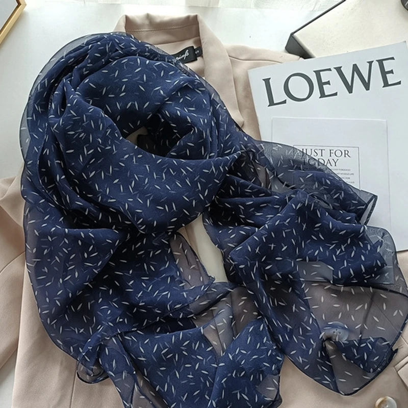 Elegant navy blue color long georgette scarf