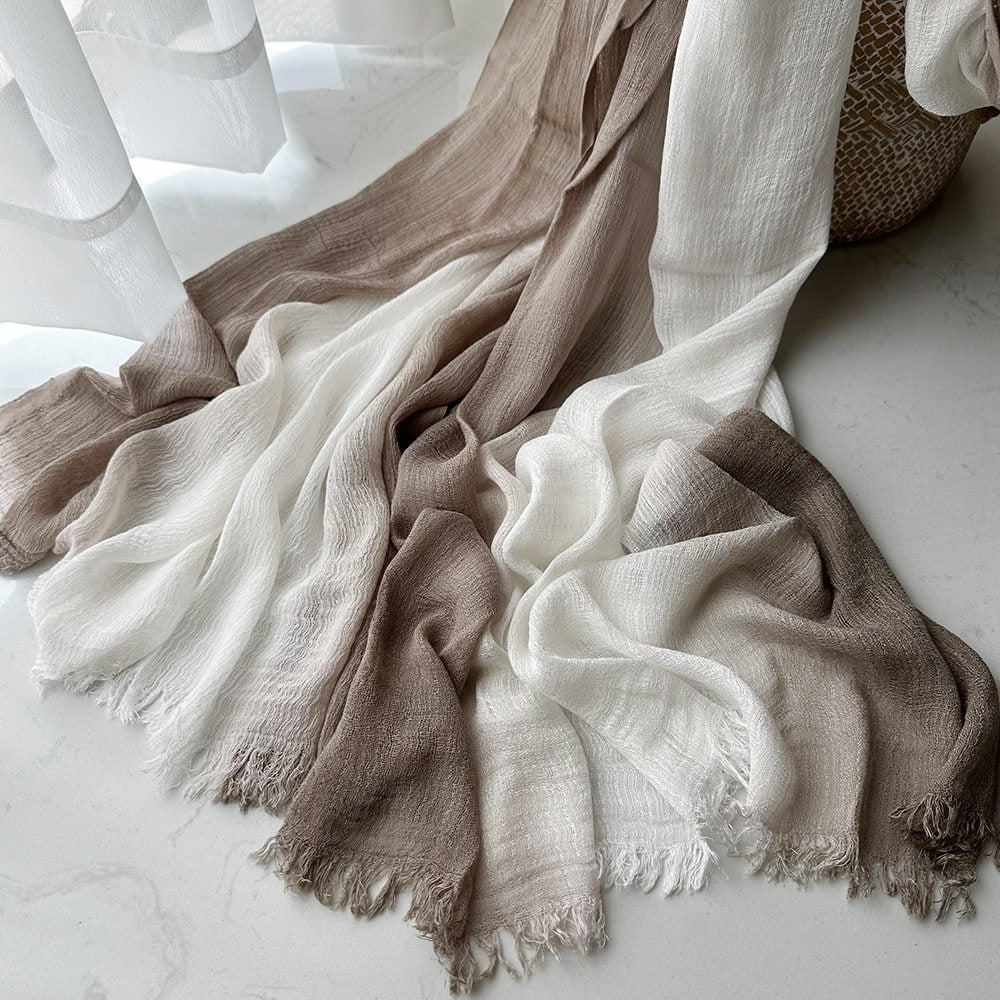 Classy khaki color long rayon cotton hijab / orna