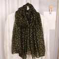 Classy Military Green Heart Patterned Soft Lightweight Long Hijab / Orna