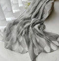 Stylish Gray Color Geometric Patterned Organza Silk Scarf