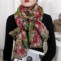 Beautiful Green Pink Printed Soft Lightweight Long Hijab / Orna