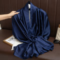 Elegant Midnight Blue Color Long Shiny Imported Satin Silk Hijab / Orna