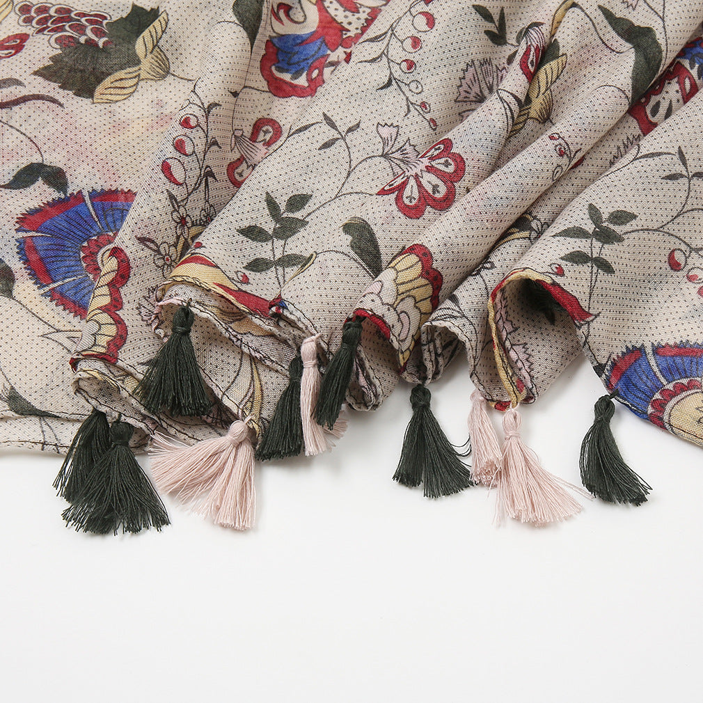 Elegant Olive Green Color Printed Summer Friendly Long Hijab / Orna