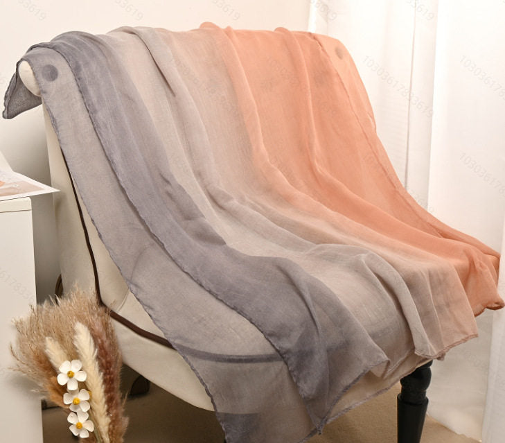Pretty Peach & Grey Gradient Long Soft Imported Sun Protection Summer Friendly Hijab / Orna