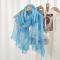 Elegant Blue Leaf Printed Soft Long Imported Summer Friendly Hijab / Orna