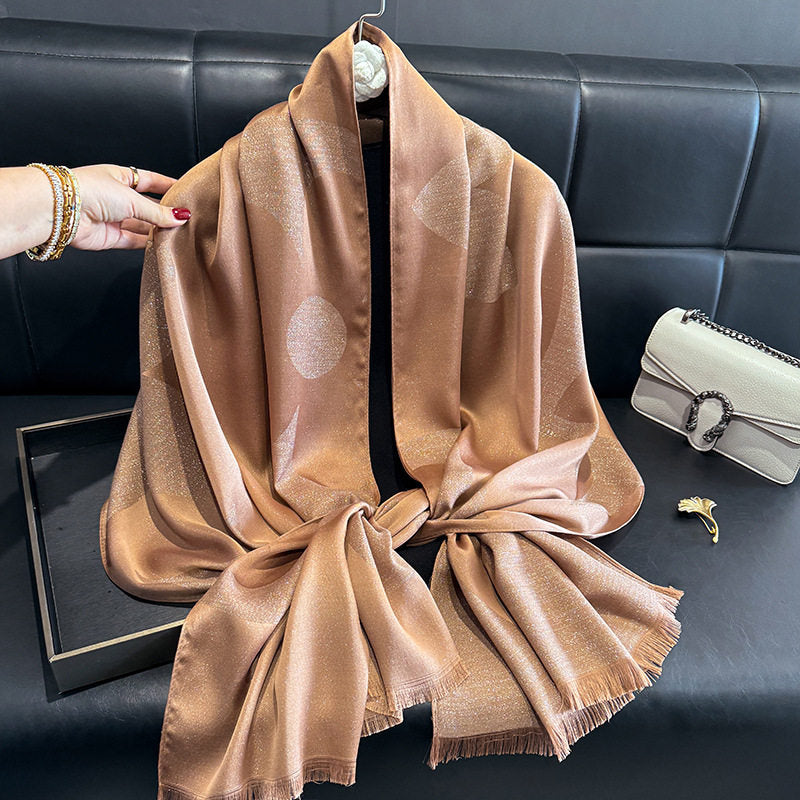 Fashionable Brown Color Imported Shiny Party Hijab / Orna