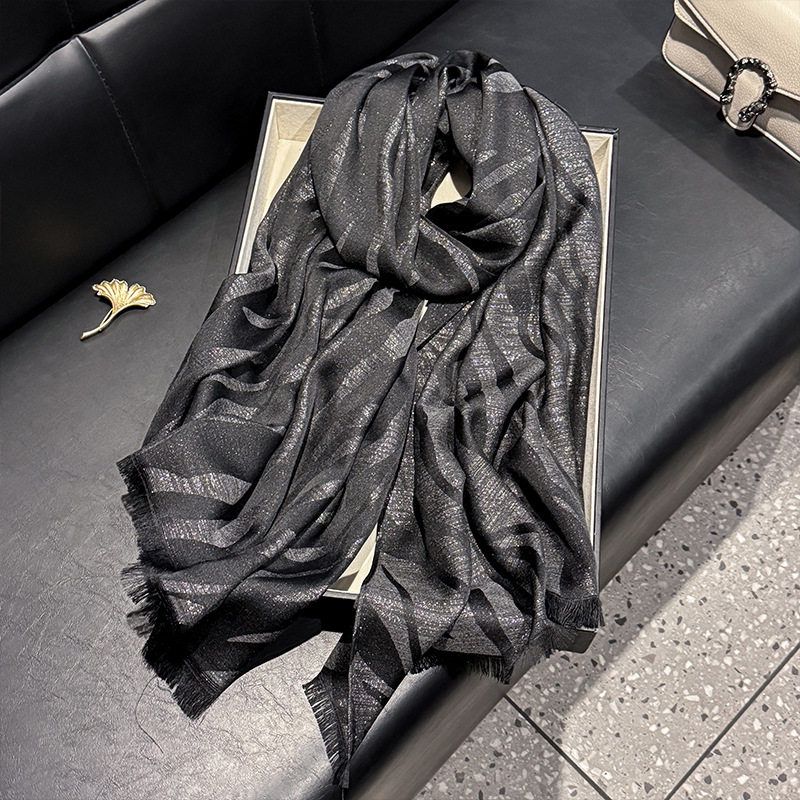 Elegant Black Shiny Imported Party Hijab / Orna