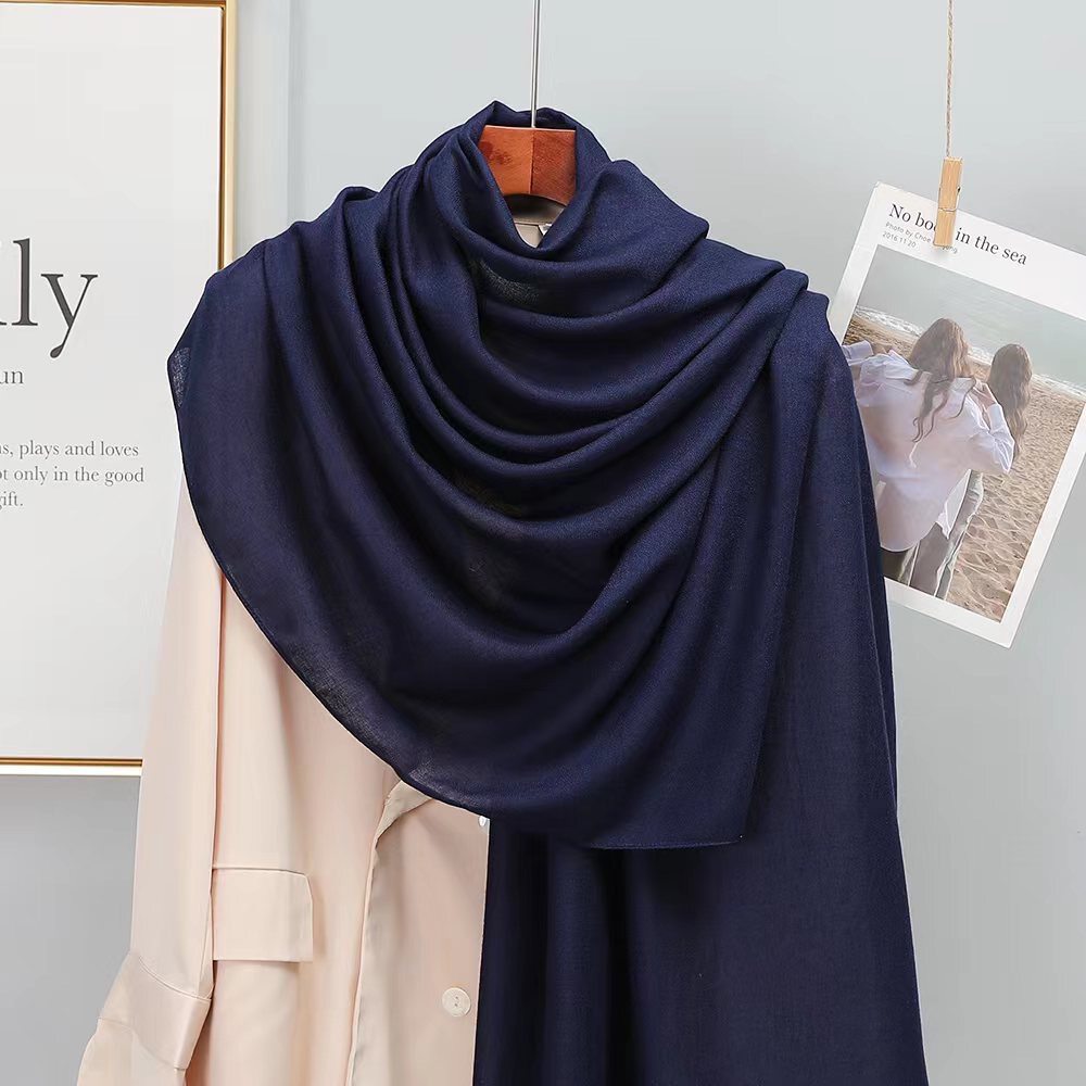 Stunning Navy Blue Long Soft Summer Friendly Imported Hijab / Orna