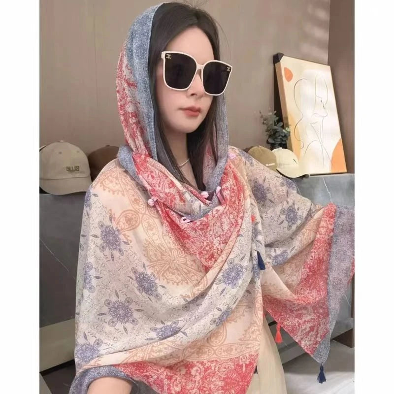 Pretty pink colour soft tassel cape