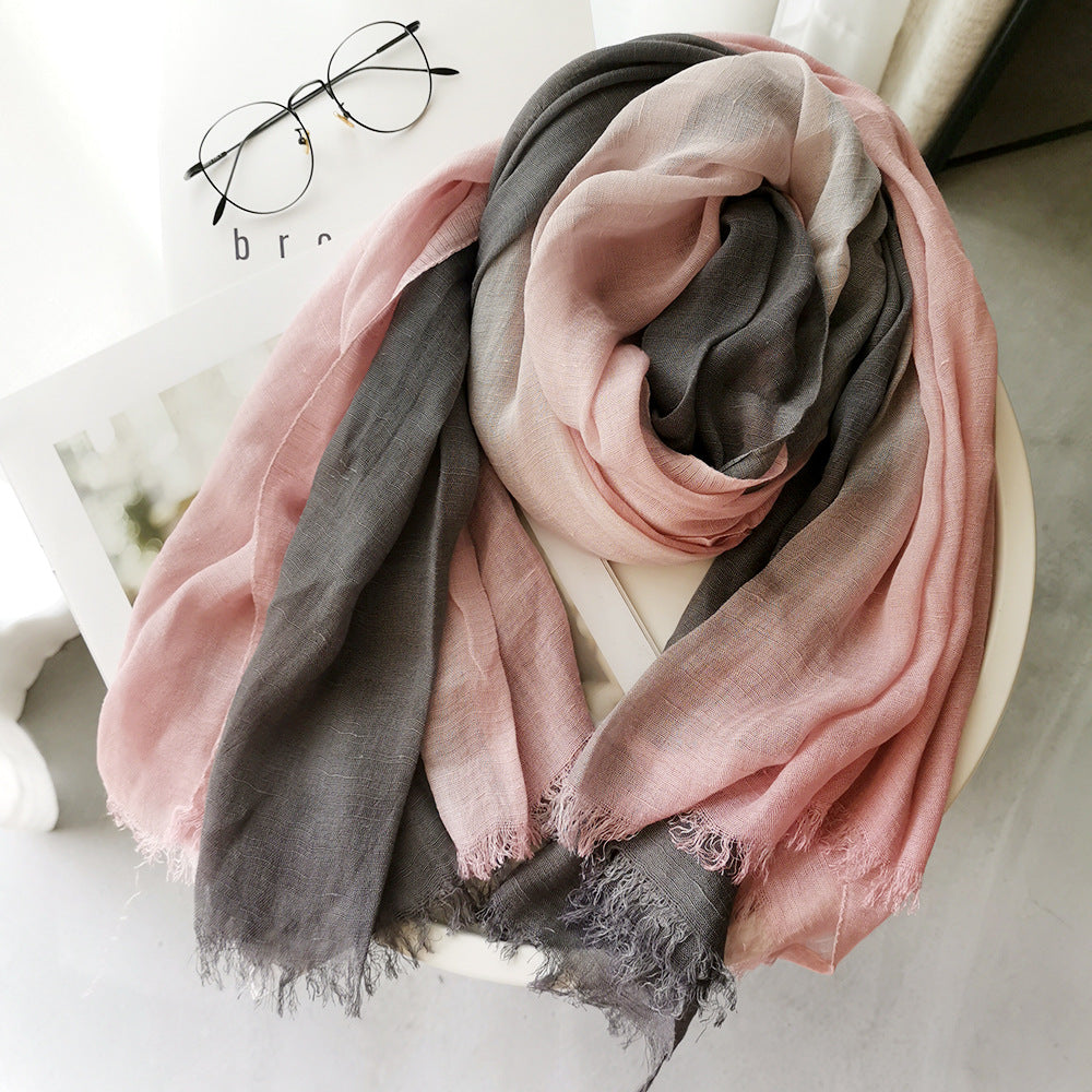 Imported pink & grey gradient color soft cotton hijab