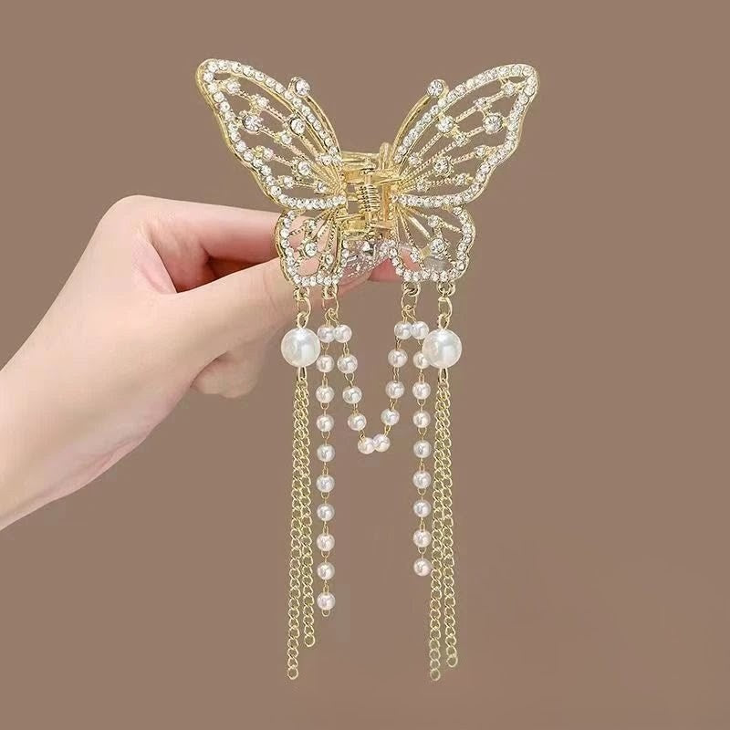 Rhinestone butterfly claw clip