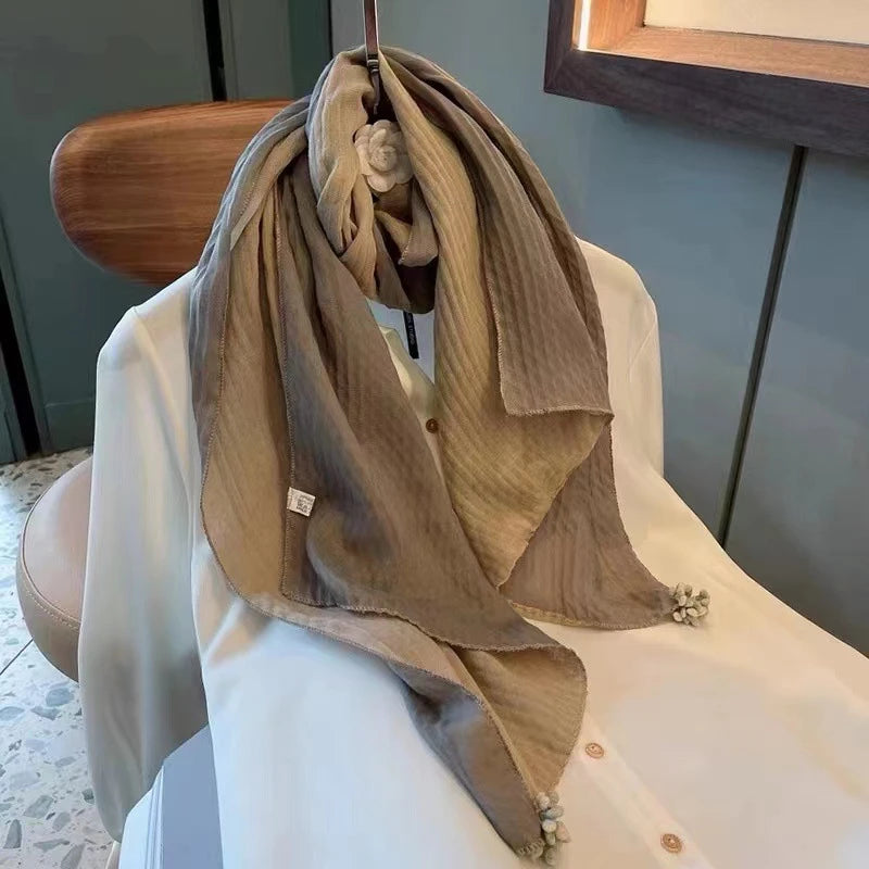 Elegant light brown color short scarf