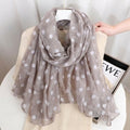 Stunning Light Gray Polka Dot Printed Soft Lightweight Long Hijab / Orna
