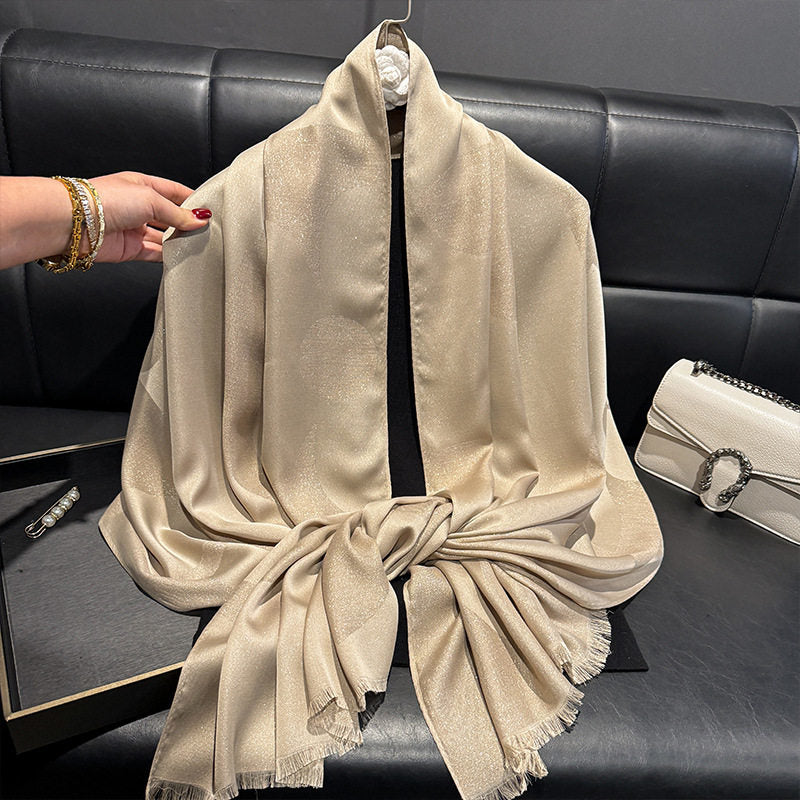 Stunning Champagne Color Imported Shiny Party Hijab / Orna
