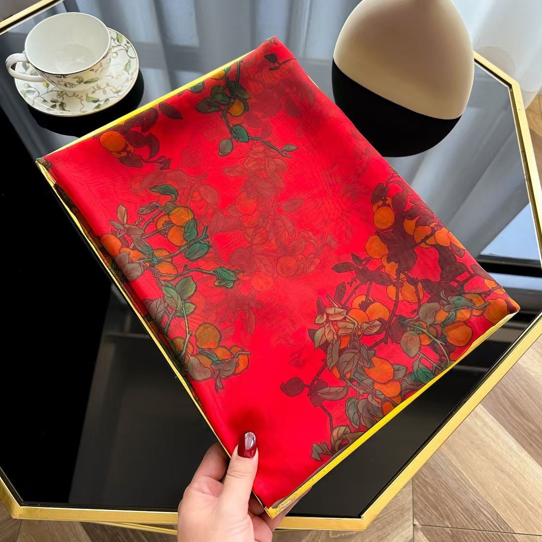 Imported ginkgo leaf printed long scarf