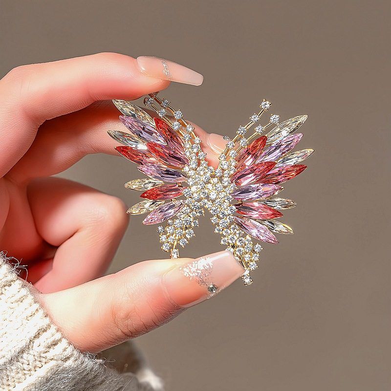 Crystal Pink Colour Butterfly Imported Brooch Pin