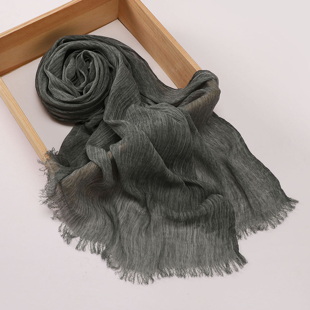 Elegant Gray Green Silver Grey Color Super Soft Summer Friendly Imported Long Rayon Cotton Hijab / Orna