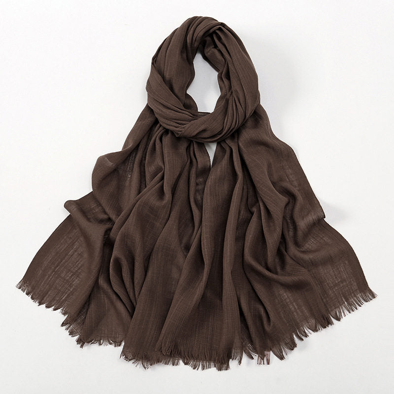 Stylish Coffee Color Soft Long Imported Breathable Bamboo Cotton Hijab / Orna