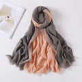 Lovely Peach And Grey Color Soft Gradient Natural Muslim Women Comfortable Imported Crinkle Cotton Hijab / Orna