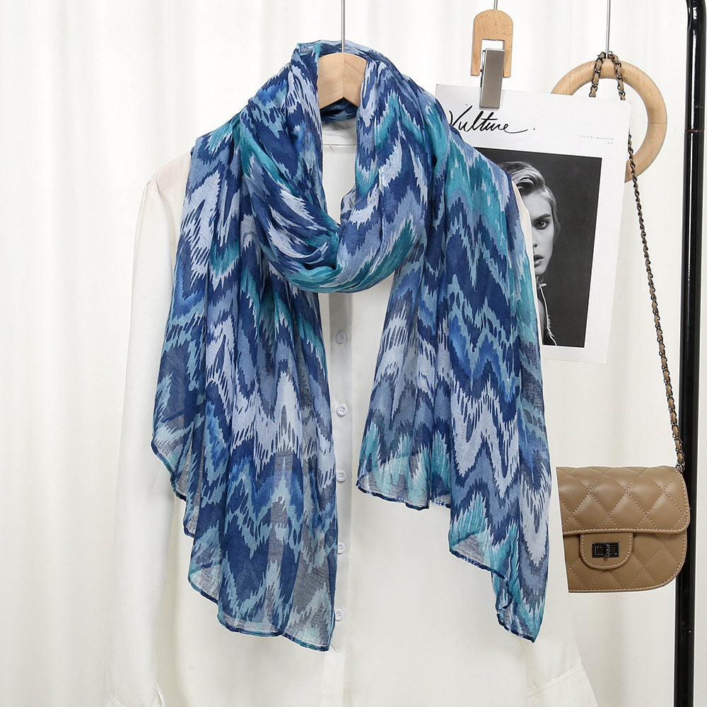 Elegant Ethnic Wave Striped Imported Soft Summer Friendly Long Hijab / Orna