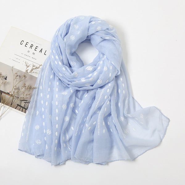 Elegant Sky Soft Ambush Printed Polka Dot Cotton Hijab / Orna